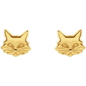 14K Gold Cat Stud Earrings