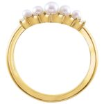 14K Gold Curved Pearl Wedding Band with Diamonds 14K Gold Curved Pearl Wedding Band with Diamonds