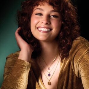 14K Gold Dainty Paperclip Necklace 2mm on Model