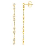 14K Gold Dangle Multi Diamond Chain Stud Earrings