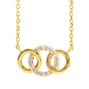 14K Gold Diamond 3 Interlocking Circle Necklace