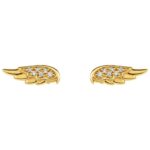 14K Gold Diamond Sparkling Angel Wing Stud Earrings 14K Gold Diamond Sparkling Angel Wing Stud Earrings