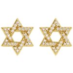 14K Gold Diamond Star of David Stud Earrings 14K Gold Diamond Star of David Stud Earrings