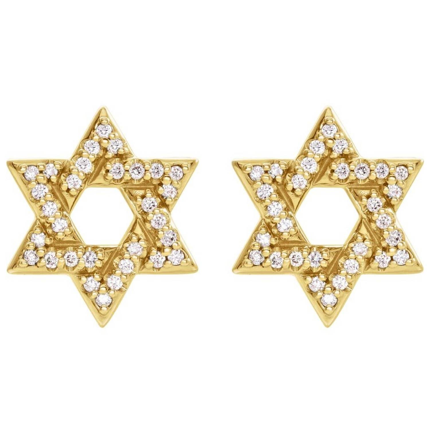 14K Gold Diamond Star of David Stud Earrings 14K Gold Diamond Star of David Stud Earrings