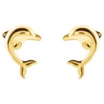 14K Gold Dolphin Stud Earrings