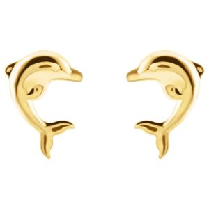 14K Gold Dolphin Stud Earrings
