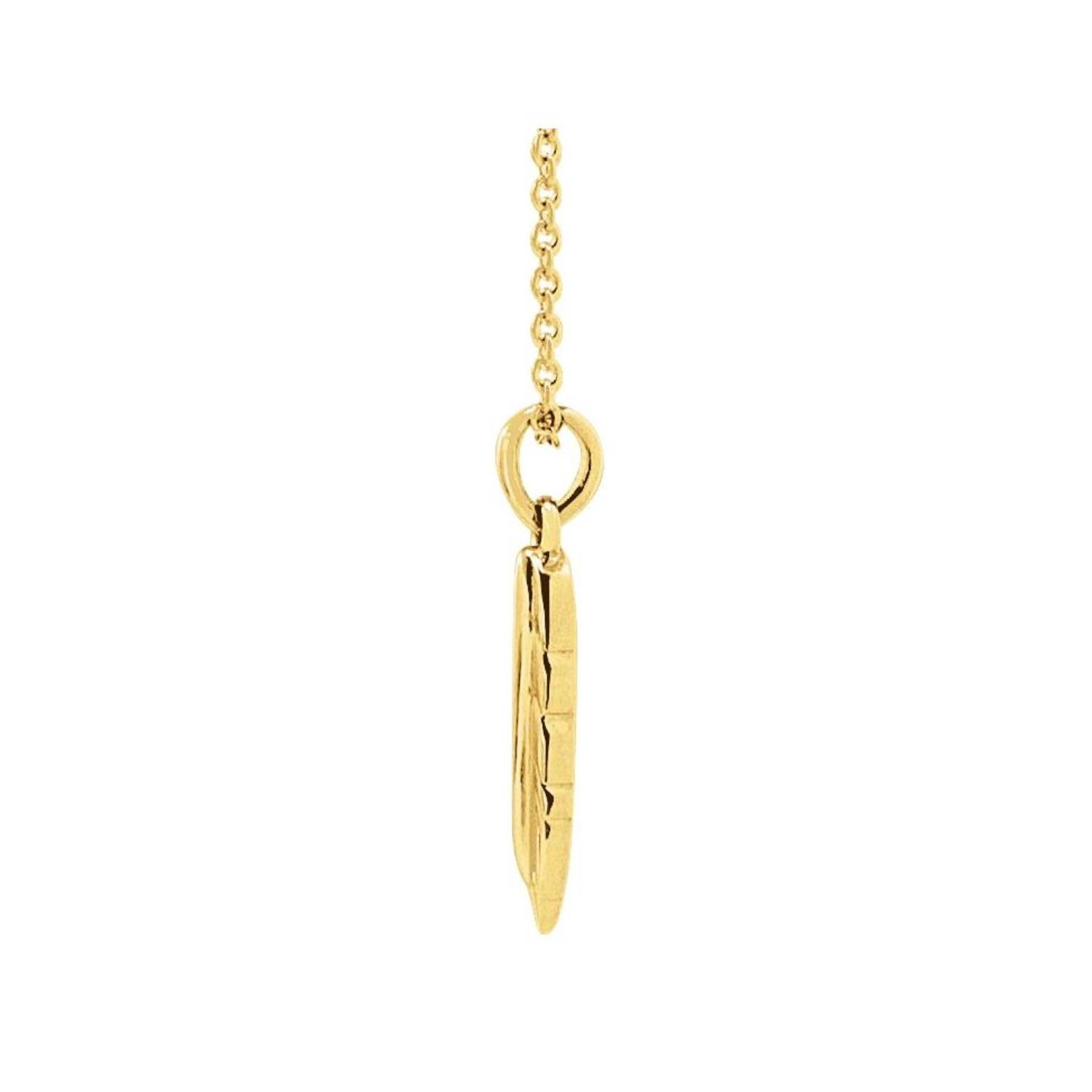 14K Gold Feather Pendant Necklace Thickness 14K Gold Feather Pendant Necklace Thickness