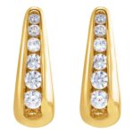 14K Gold Lab Diamond Graduated Huggie Hoop Earrings 11.5 mm 14K Gold Lab Diamond Graduated Huggie Hoop Earrings 11.5 mm