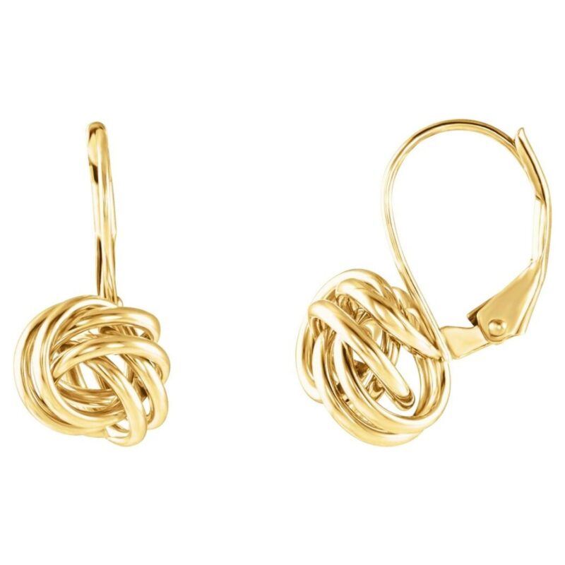14K Gold Leverback Knot Earrings