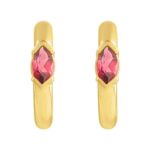 14K Gold Marquise Rhodolite Garnet Hoop Earrings 10 mm 14K Gold Marquise Rhodolite Garnet Hoop Earrings 10 mm