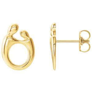 14K Gold Mother and Child Stud Earrings