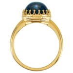 14K Gold Natural Cabochon London Blue Topaz Crown Ring 14K Gold Natural Cabochon London Blue Topaz Crown Ring