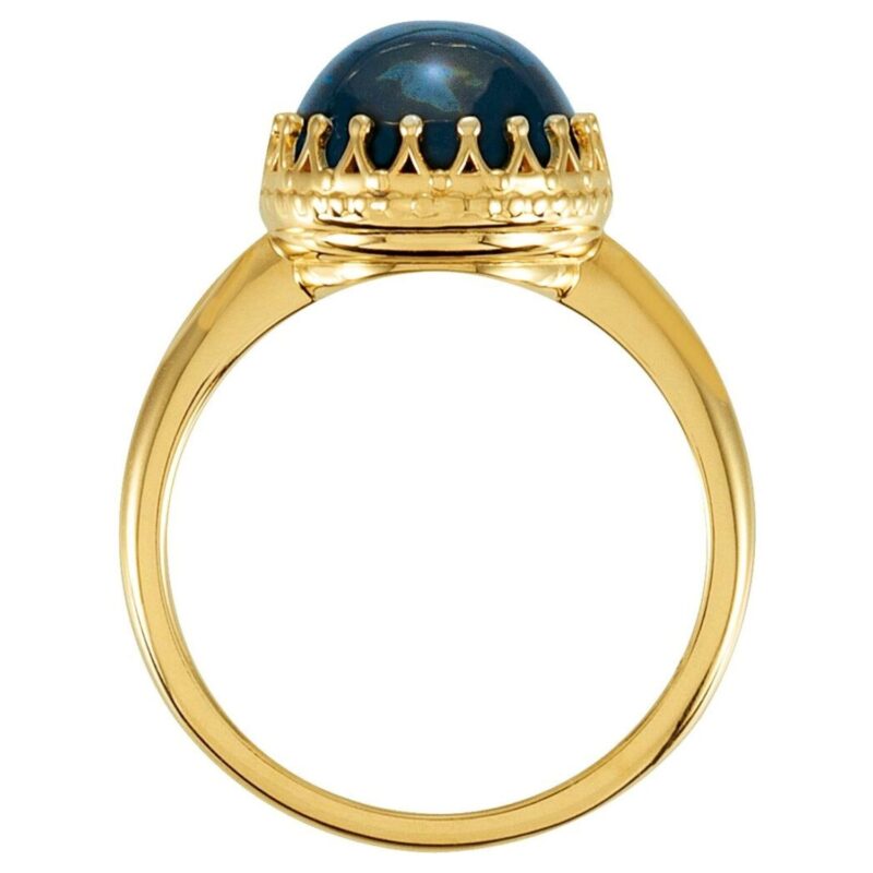 14K Gold Natural Cabochon London Blue Topaz Crown Ring 14K Gold Natural Cabochon London Blue Topaz Crown Ring
