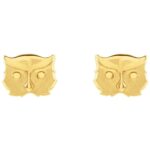 14K Gold Owl Stud Earrings