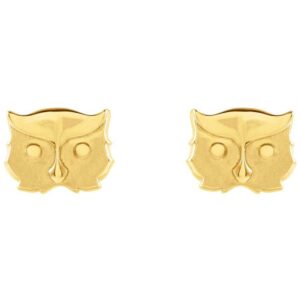 14K Gold Owl Stud Earrings