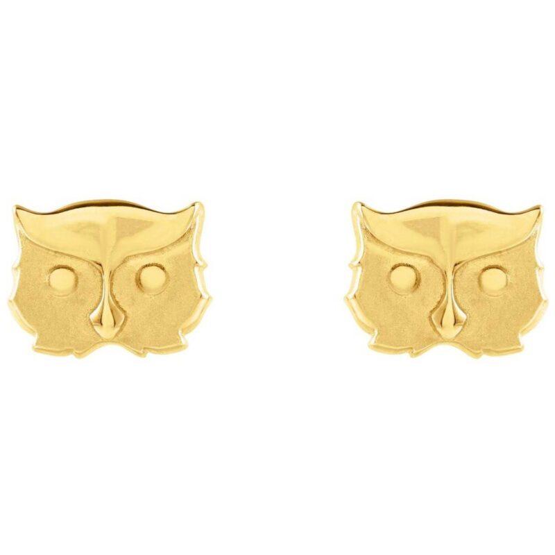 14K Gold Owl Stud Earrings