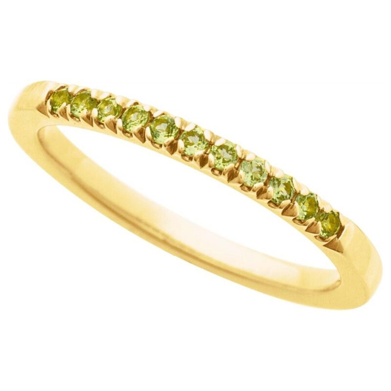 14K Gold Peridot August Birthstone Stackable Ring