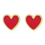14K Gold Red Enamel Heart Stud Earrings 14K Gold Red Enamel Heart Stud Earrings