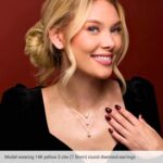 14K Gold Round Lab-Grown Diamond Stud Earrings 3 carat on model