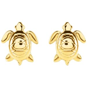 14K Gold Sea Turtle Stud Earrings