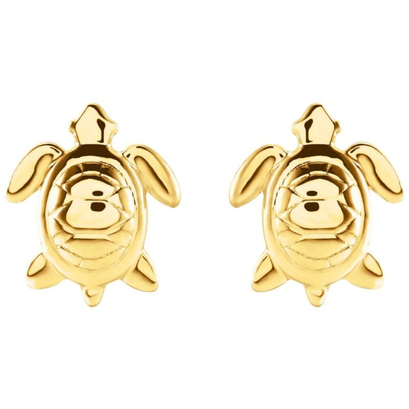 14K Gold Sea Turtle Stud Earrings