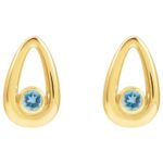 14K Gold Solitaire Aquamarine Teardrop Stud Earrings 14K Gold Solitaire Aquamarine Teardrop Stud Earrings