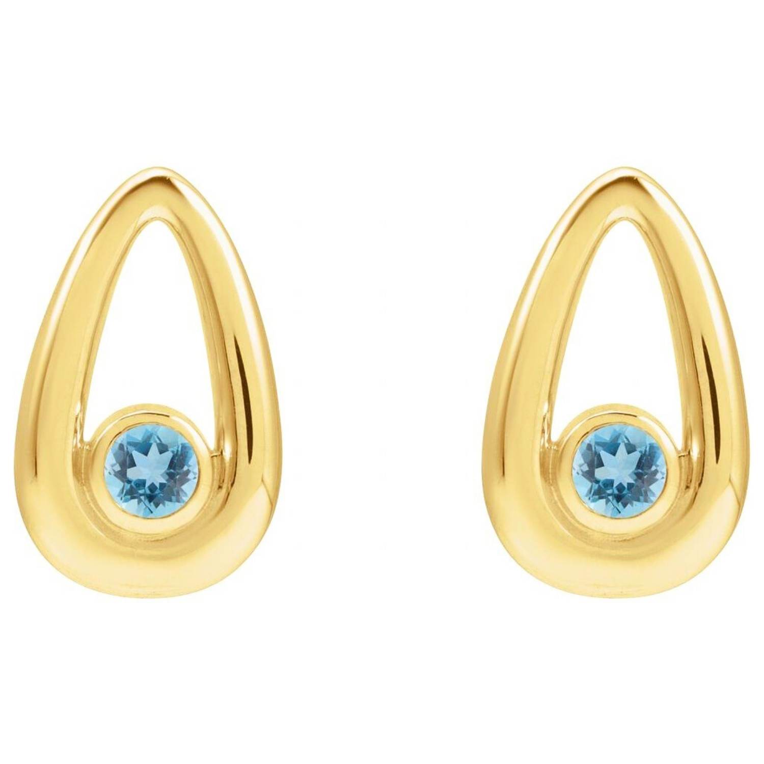 14K Gold Solitaire Aquamarine Teardrop Stud Earrings 14K Gold Solitaire Aquamarine Teardrop Stud Earrings