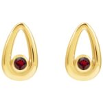 14K Gold Solitaire Red Garnet Teardrop Stud Earrings 14K Gold Solitaire Red Garnet Teardrop Stud Earrings