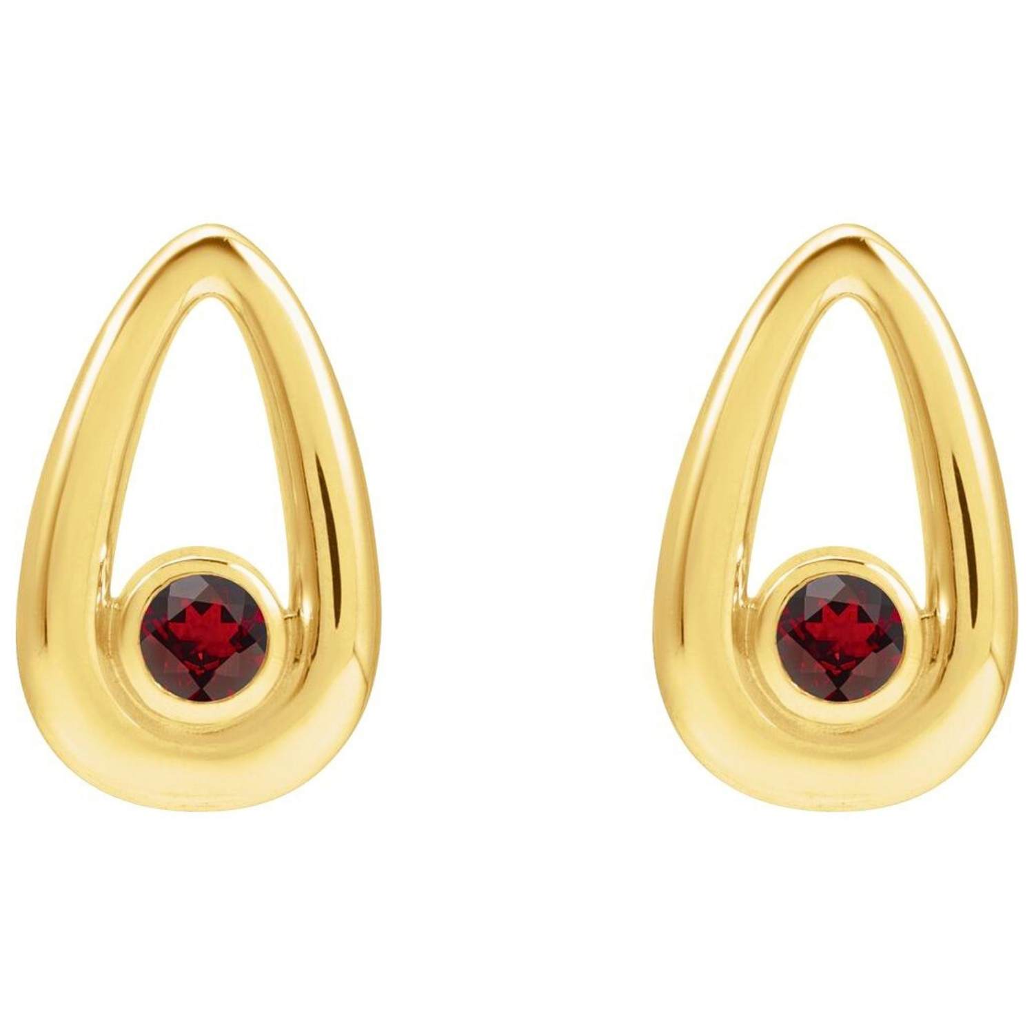 14K Gold Solitaire Red Garnet Teardrop Stud Earrings 14K Gold Solitaire Red Garnet Teardrop Stud Earrings