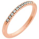 14K Rose Gold Aquamarine March Birthstone Stackable Ring
