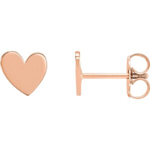 14K Rose Gold Asymmetric Heart Stud Earrings
