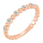 14K Rose Gold Beaded Diamond Station Stackable Ring 14K Rose Gold Beaded Diamond Station Stackable Ring
