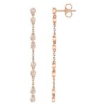 14K Rose Gold Dangle Multi Diamond Chain Stud Earrings