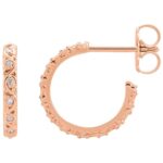 14K Rose Gold Diamond Sculptural Hoop Earrings
