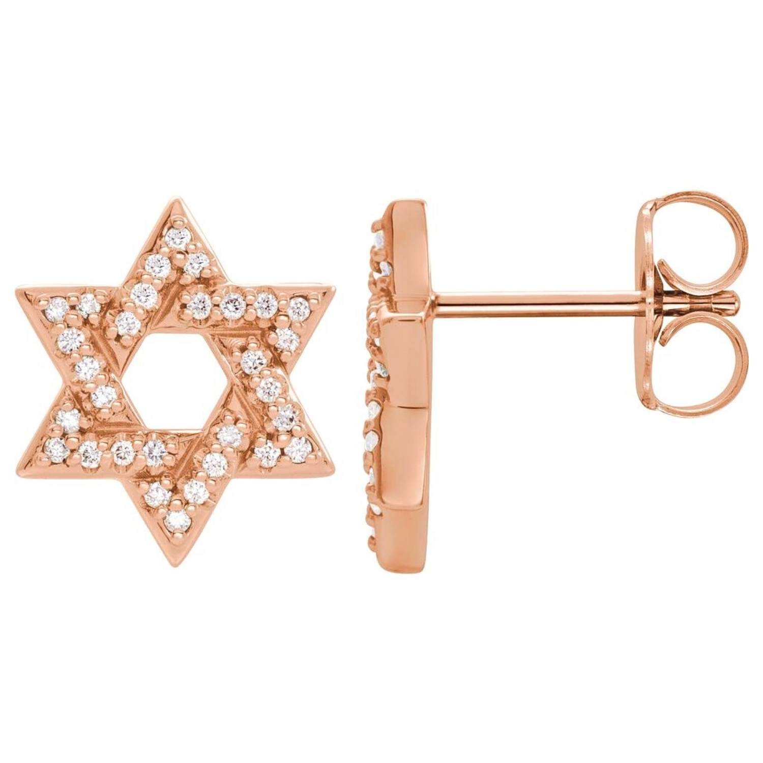 14K Rose Gold Diamond Star of David Stud Earrings 14K Rose Gold Diamond Star of David Stud Earrings