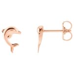 14K Rose Gold Dolphin Stud Earrings