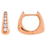 14K Rose Gold Graduated Lab Diamond Huggie Hoop Earrings 11.5 mm 14K Rose Gold Graduated Lab Diamond Huggie Hoop Earrings 11.5 mm