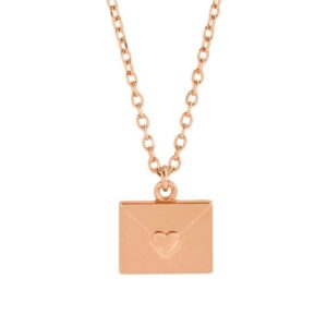 14K Rose Gold Heart Envelope Necklace