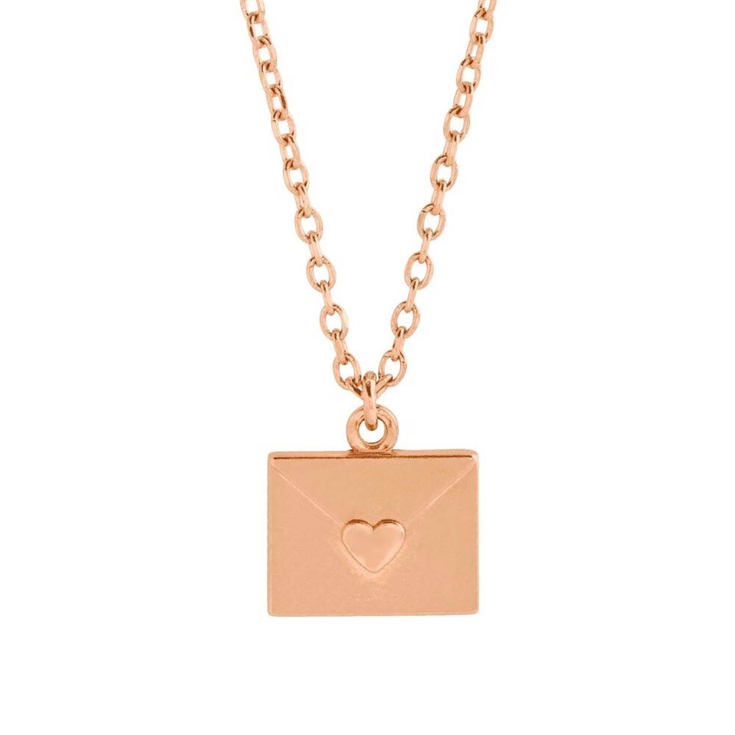 14K Rose Gold Heart Envelope Necklace 14K Rose Gold Heart Envelope Necklace