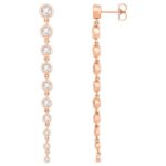 14K Rose Gold Long Graduated Diamond Dangle Earrings 2 CTW 2.5 Inch