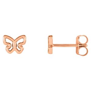 14K Rose Gold Open Tiny Butterfly Stud Earrings