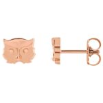 14K Rose Gold Owl Stud Earrings