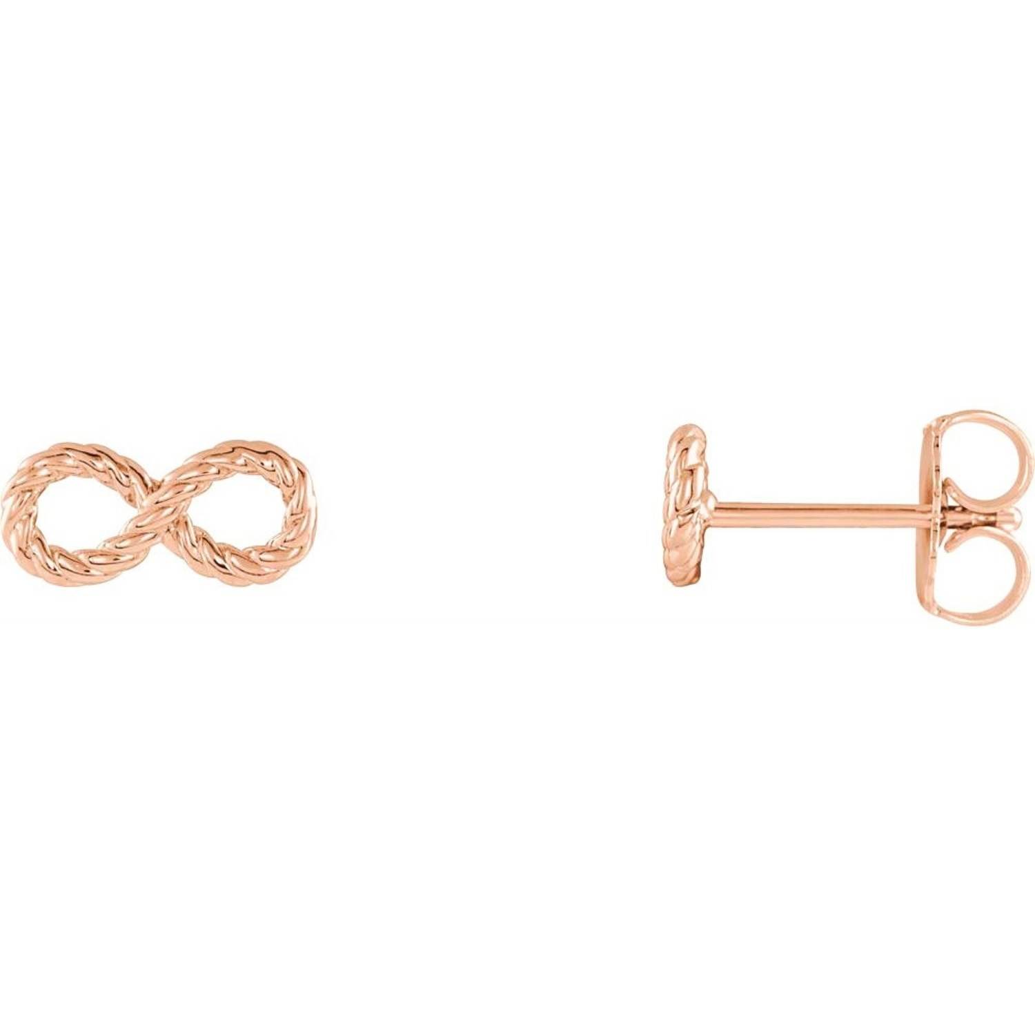 14K Rose Gold Rope Infinity Stud Earrings 14K Rose Gold Rope Infinity Stud Earrings