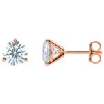 14K Rose Gold Round Lab-Grown Diamond Stud Earrings Martini Setting All Sizes