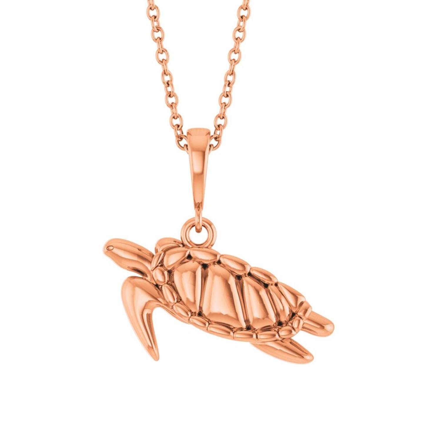14K Rose Gold Sea Turtle Pendant Necklace 14K Rose Gold Sea Turtle Pendant Necklace