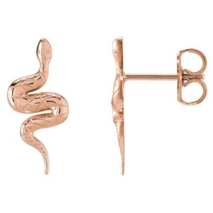 14K Rose Gold Snake Stud Earrings
