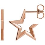 14K Rose Gold Star Shape Hoop Earrings