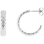 14K White Gold 20mm Scale Hoop Earrings 14K White Gold 20mm Scale Hoop Earrings