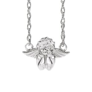 14K White Gold Angel Cherub Necklace