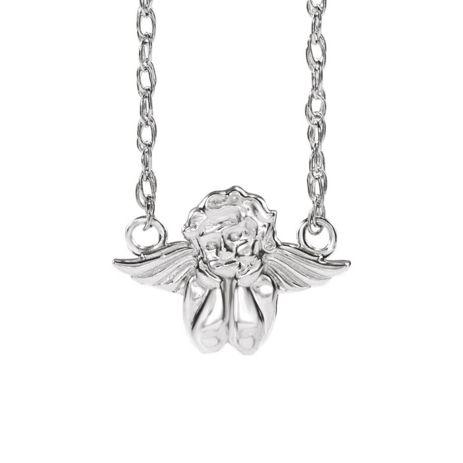 14K White Gold Angel Cherub Necklace 14K White Gold Angel Cherub Necklace